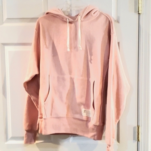Champion Pink Sweatshirt Reverse Weave Oversized Drawstring Hoodie Medium - Picture 2 of 8